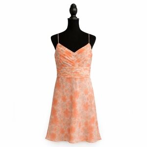 Ann Taylor LOFT Peach Floral Silk Slip Midi Dress Women's – Size 12